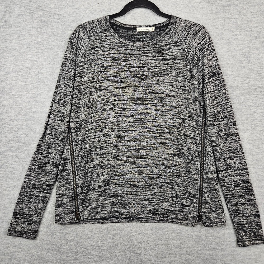 Rag & Bone/Jean Women's Heater Gray Stretch Knit Site Zipper Sweater Sz XS
